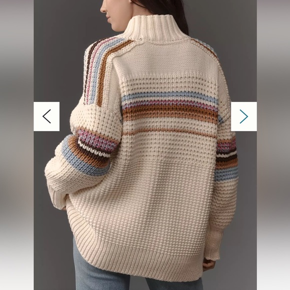 Maeve High-Collar Mixed-Stitch Cardigan Sweater - Picture 2 of 7